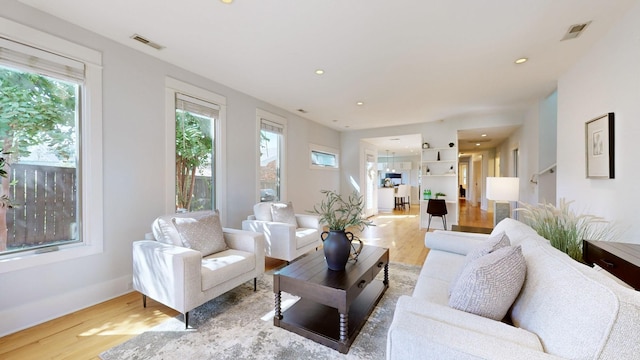 living room featuring light hardwood / wood-style flooring