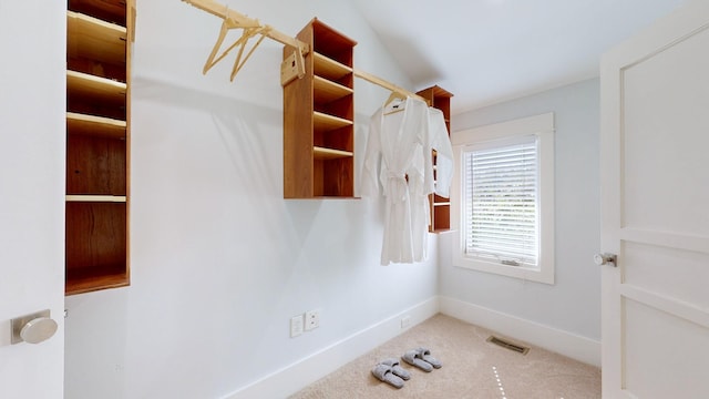 walk in closet with vaulted ceiling