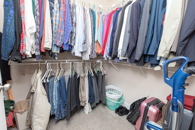 walk in closet with carpet flooring