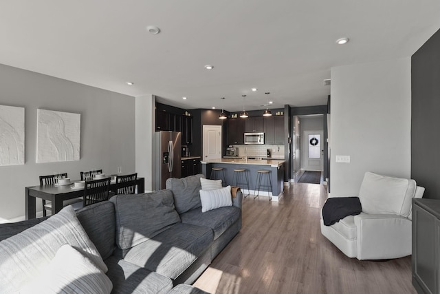 living room featuring wood-type flooring