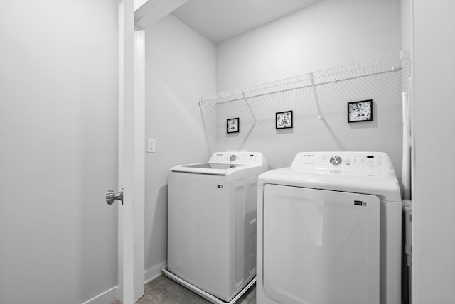 laundry area featuring washer and dryer