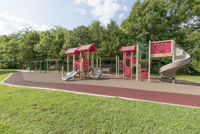 view of play area featuring a yard