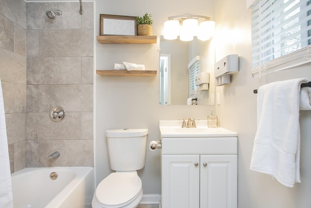 full bathroom with vanity, toilet, and shower / bath combo