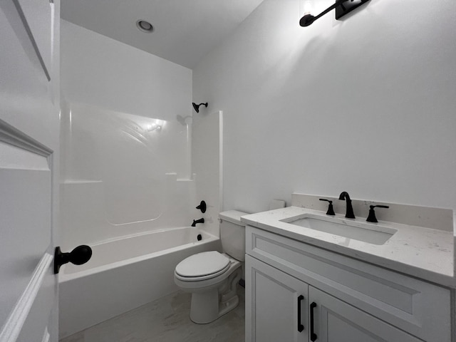 full bathroom featuring vanity, toilet, and tub / shower combination