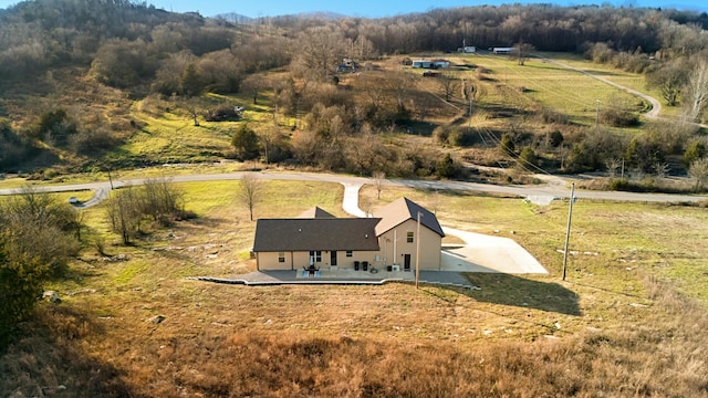 aerial view with a rural view