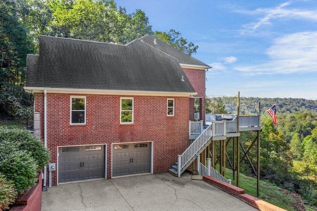 exterior space with a garage