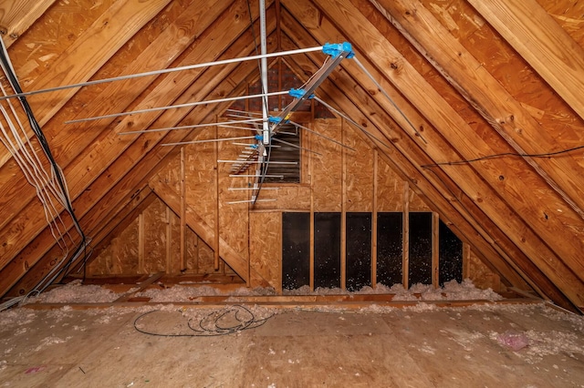 view of unfinished attic