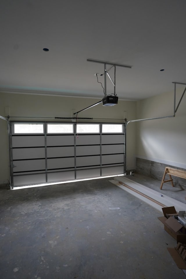 garage with a garage door opener