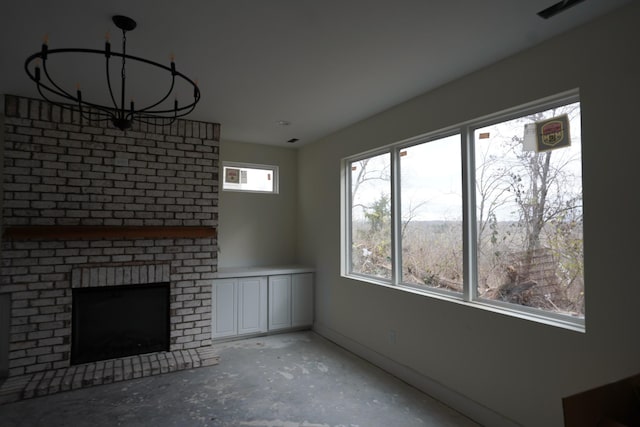 unfurnished living room featuring a fireplace