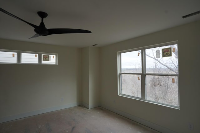 spare room featuring ceiling fan