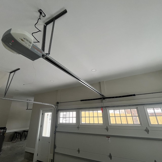 garage with a garage door opener