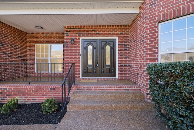 doorway to property featuring french doors