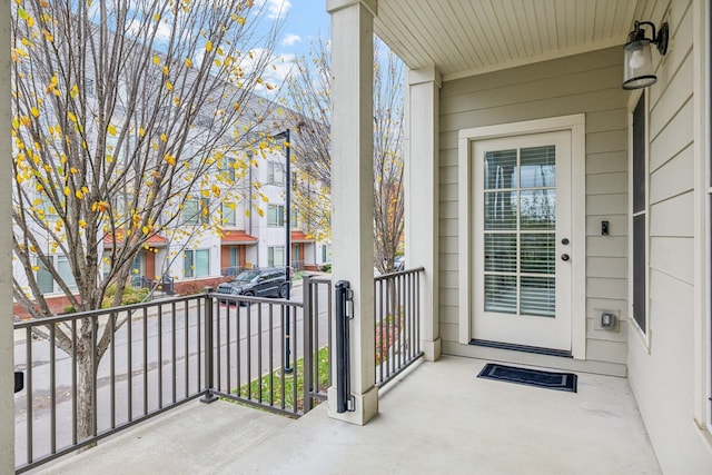 doorway to property with a balcony