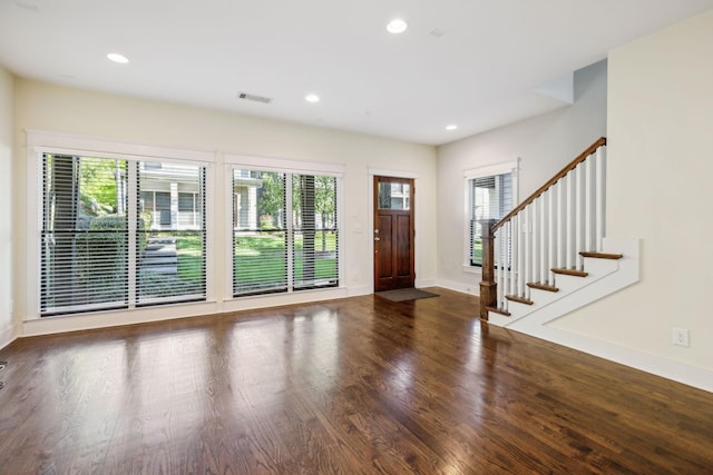 foyer with dark wood-type flooring