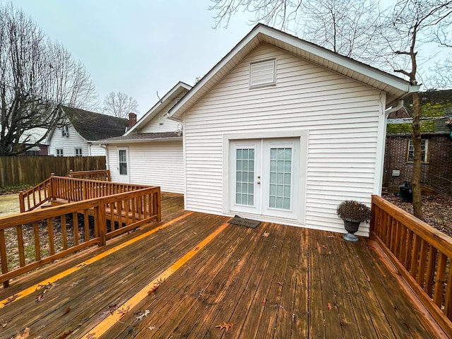 wooden deck with french doors