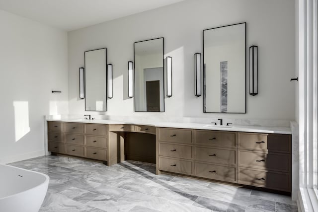 bathroom featuring vanity and a bathing tub