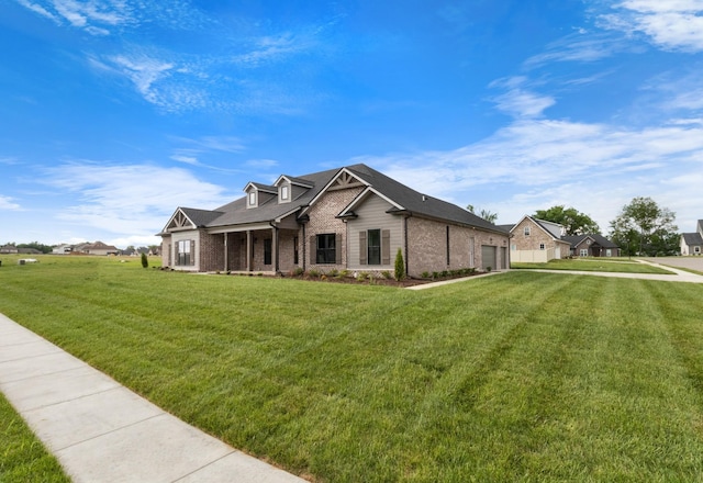 view of front of property with a front lawn