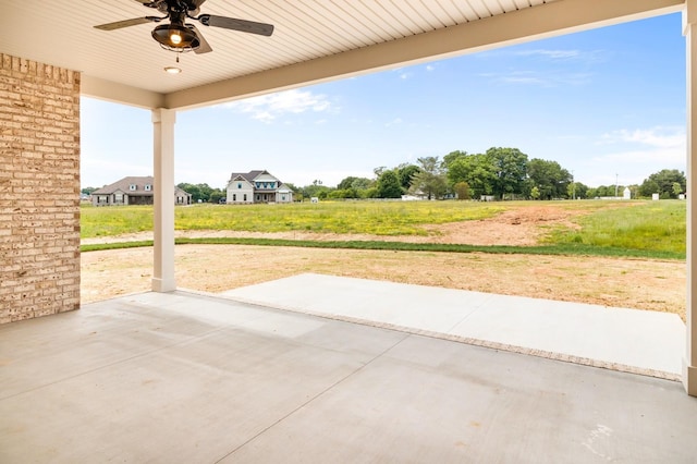 view of patio / terrace featuring ceiling fan