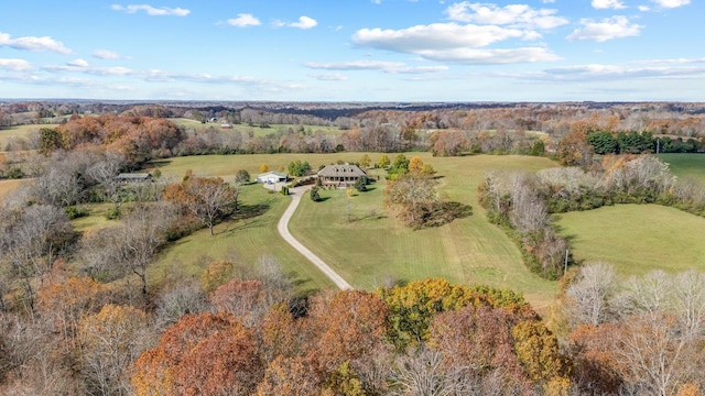 aerial view featuring a rural view