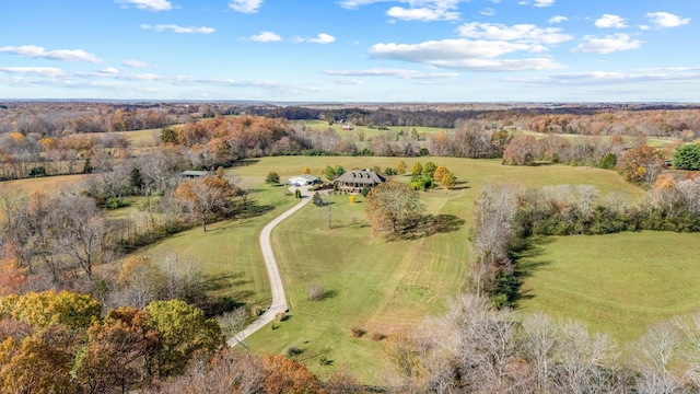 bird's eye view with a rural view