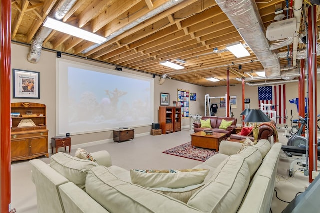 living room featuring concrete floors