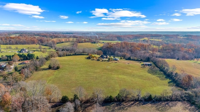 birds eye view of property with a rural view