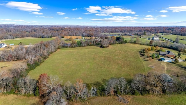 birds eye view of property with a rural view