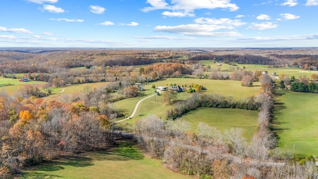 birds eye view of property with a rural view