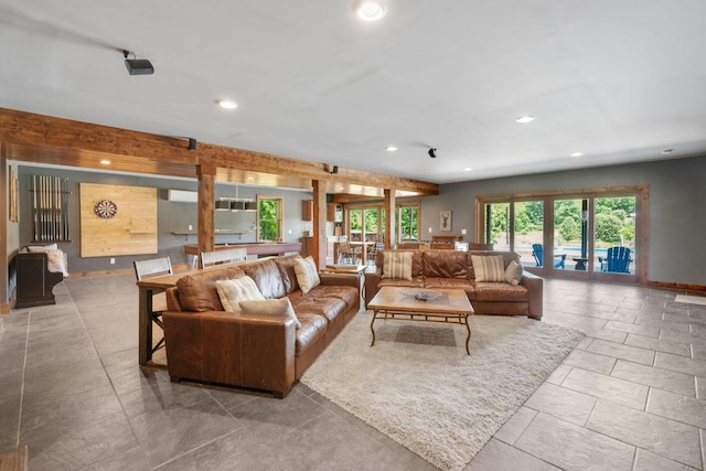 living room with french doors