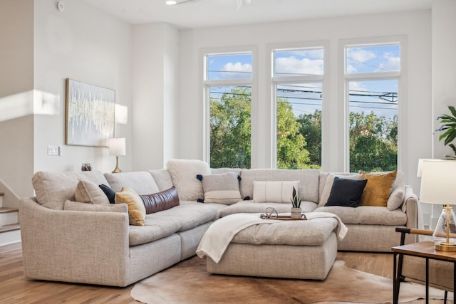 living room featuring light hardwood / wood-style floors