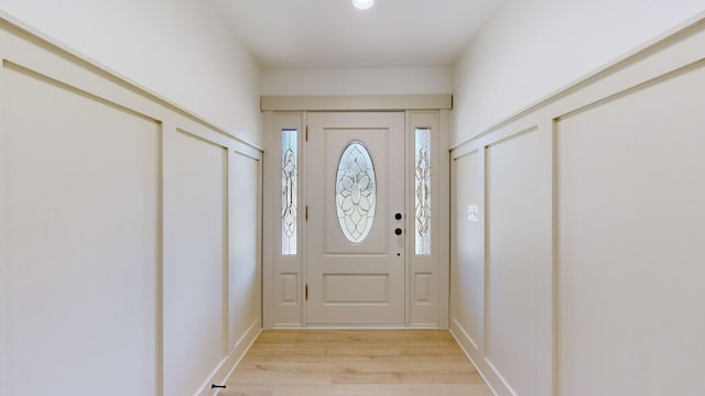 doorway featuring light wood-type flooring