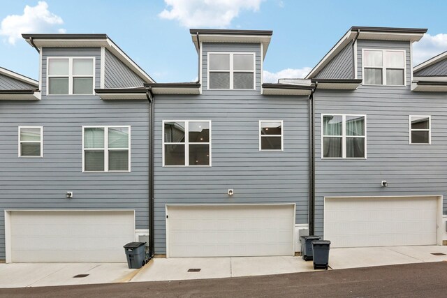 exterior space with a garage