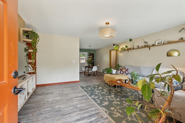 living area featuring hardwood / wood-style floors