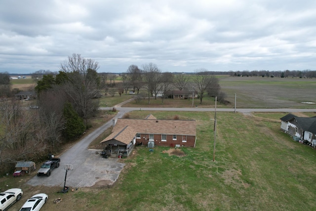 aerial view featuring a rural view