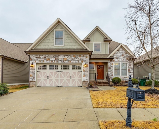 craftsman inspired home with a garage