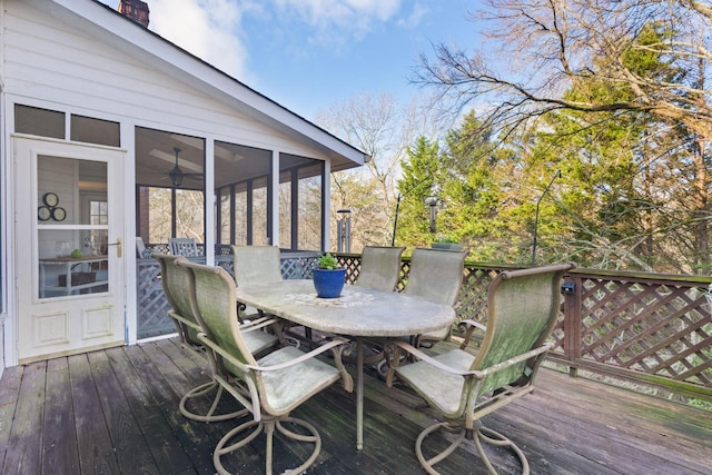 deck featuring a sunroom