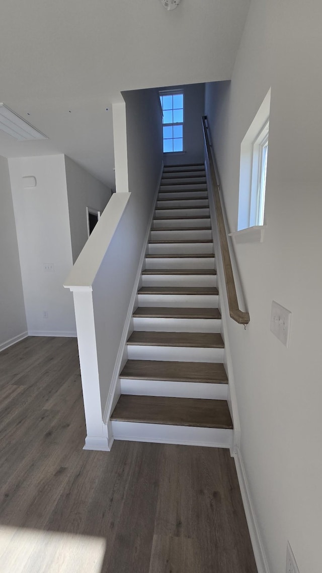 stairway with wood-type flooring