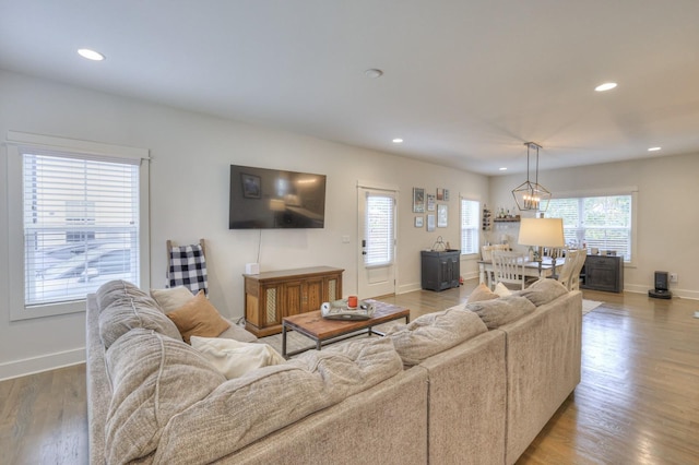 living room featuring light hardwood / wood-style flooring