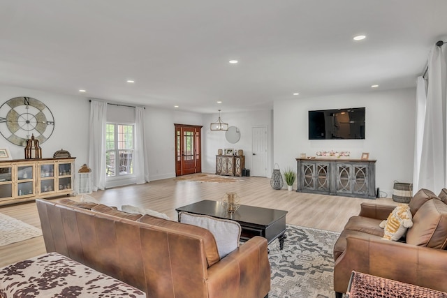 living room featuring light hardwood / wood-style flooring