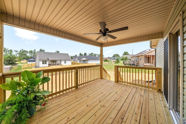 wooden terrace with ceiling fan