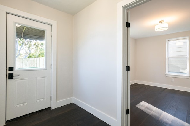 doorway to outside with dark hardwood / wood-style floors