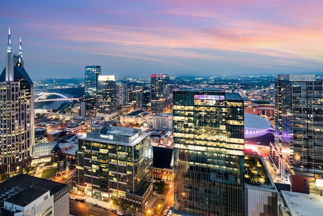 property's view of city with a water view