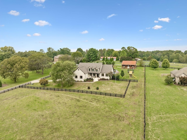 aerial view featuring a rural view