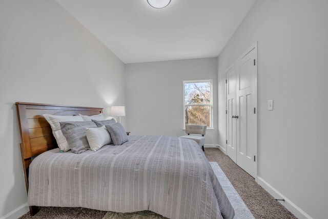 bedroom featuring carpet floors and a closet