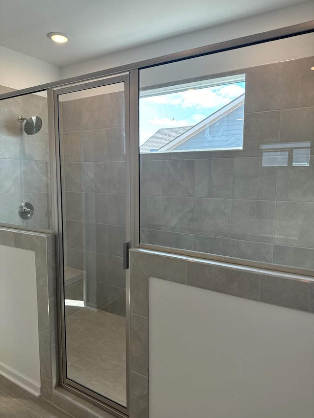 bathroom featuring walk in shower