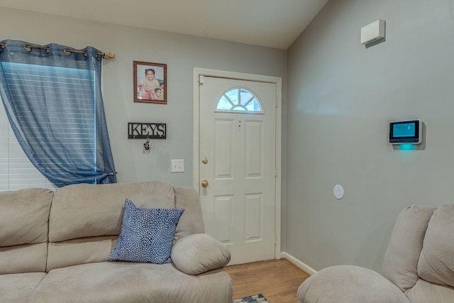 living room with light hardwood / wood-style floors