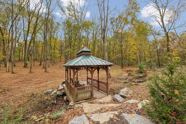 view of yard with a gazebo