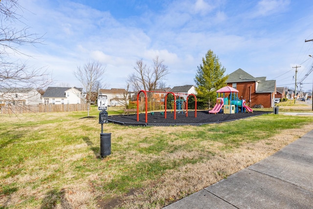 view of playground featuring a yard