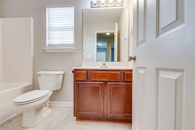 full bathroom featuring vanity, toilet, and shower / bath combination