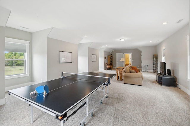 game room with carpet floors